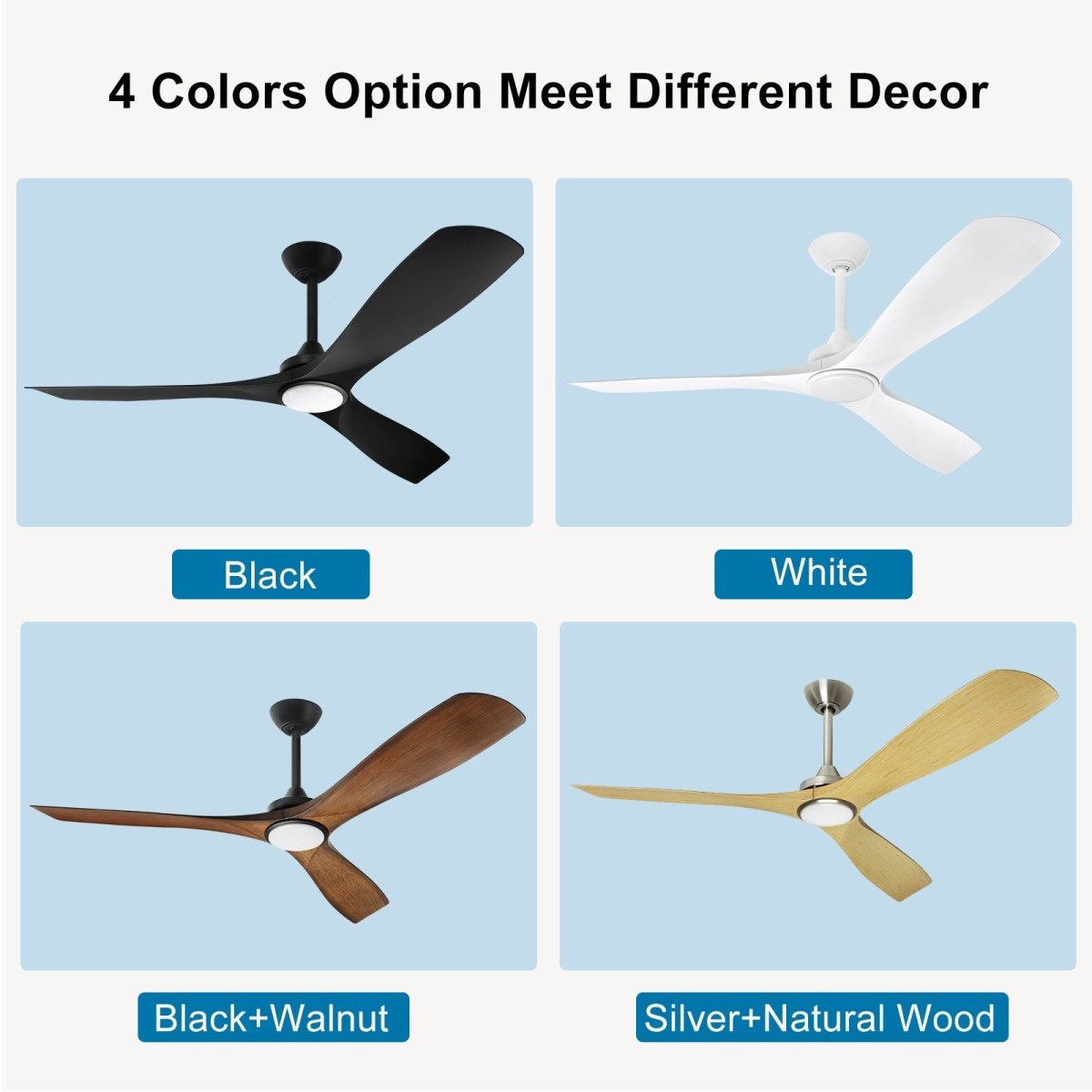 Depuley 52" Ceiling Fans with LED Lights and Remote, Modern Ceiling Fan Noiseless Reversible DC Motor for Kitchen/Patio/Farmhouse & Covered Outdoor Lighting, Timing, 3 Light Color Changeable - WS-FPZ40-18C-NE 8 | DEPULEY