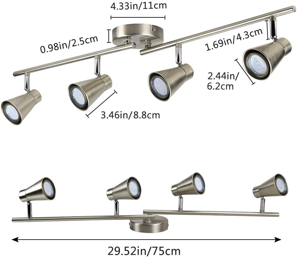 Depuley 4-Light Led Track Lighting Kit, Flush Mount Spotlight Ceiling, Brushed Nickel, GU10 Bulbs Included - WSSD02-12B 2 | Depuley