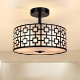 Depuley 12.6In Modern Semi Flush Ceiling Light Fixture, 3-Light Bedroom Ceiling Drum Light, Entry Light Fixtures Ceiling Hanging for Dining Room, Kitchen, Hallway, Entry, Foyer, Living Room, Black/Silver Finish - WSCL30-B 1 | Depuley