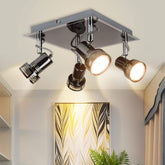 DLLT Flush Mount Industrial Track Lighting Fixture, Rotary 4-Light Square Directional Ceiling Spot Light (GU10 Bulbs Included) - WSSD06-12B 1 | Depuley