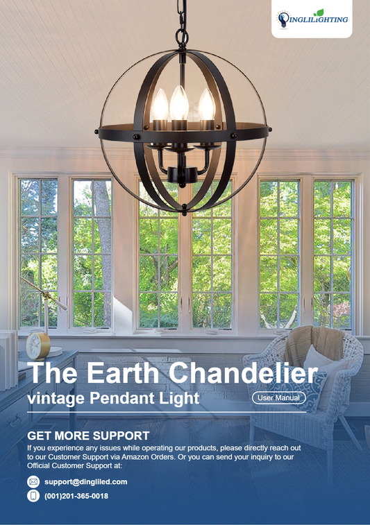 WS-FND5-40B 3-Light Earth Chandelier Pendant Light User Manual - DEPULEY