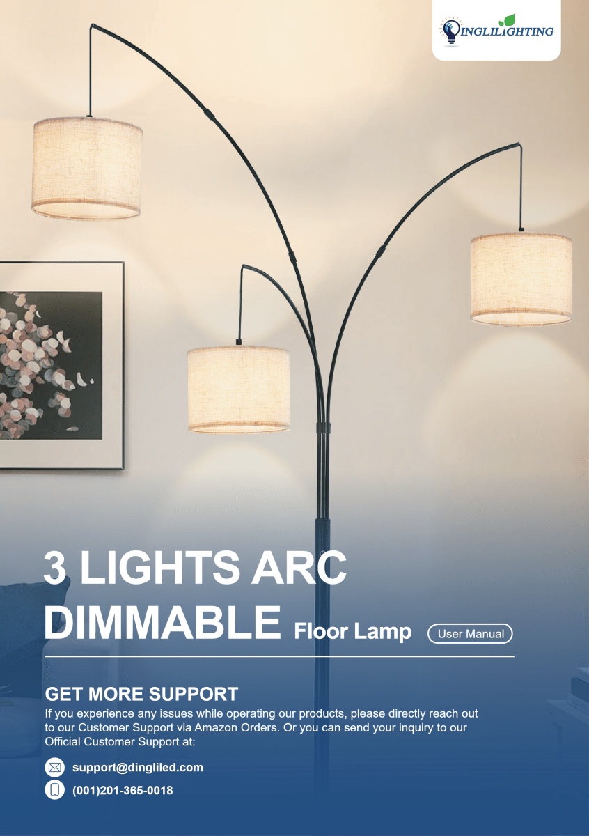 Installation of WS-MNF27-60B 3 Lights Arc Dimmable Floor Lamp - DEPULEY
