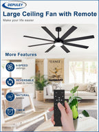 Depuley ceiling fan remote control, six speeds, timer and app control features