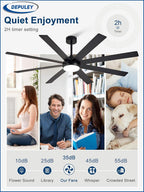 Depuley quiet DC motor ceiling fan with timer function