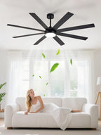 Depuley black and walnut ceiling fan with light installed in a modern room