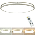 DLLT 65W Dimmable LED Flush Mount Ceiling Light with Remote, 32" Oval Brush Nickel Finish Close to Ceiling Light Fixture for Bedroom/Living Room/Kitchen Lighting, 3CCT Adjustable