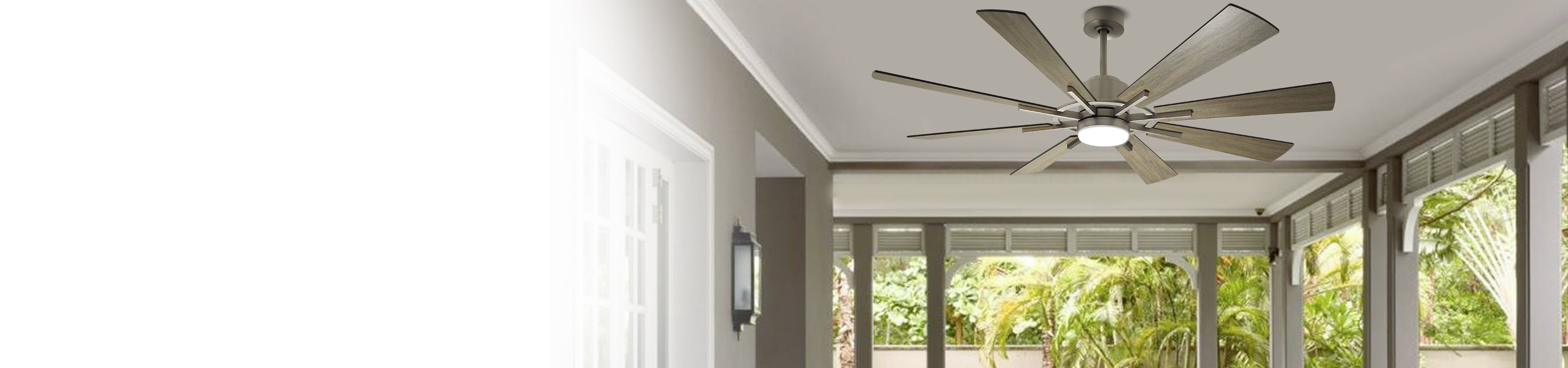 Depuley 72" Ceiling Fan with Lights and Remote Control, 8 Blades 5-Speed Reversible DC Motor, Industrial Large Ceiling Fan for Covered Patios Porch, Grey