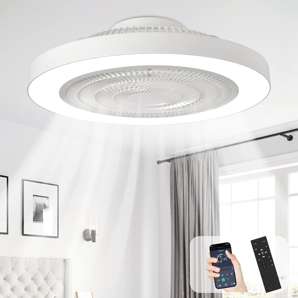 Depuley 19-inch white enclosed ceiling fan image 1