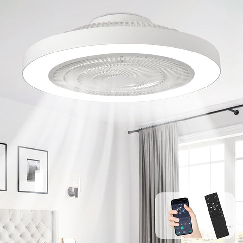 Depuley 19-inch white enclosed ceiling fan image 1