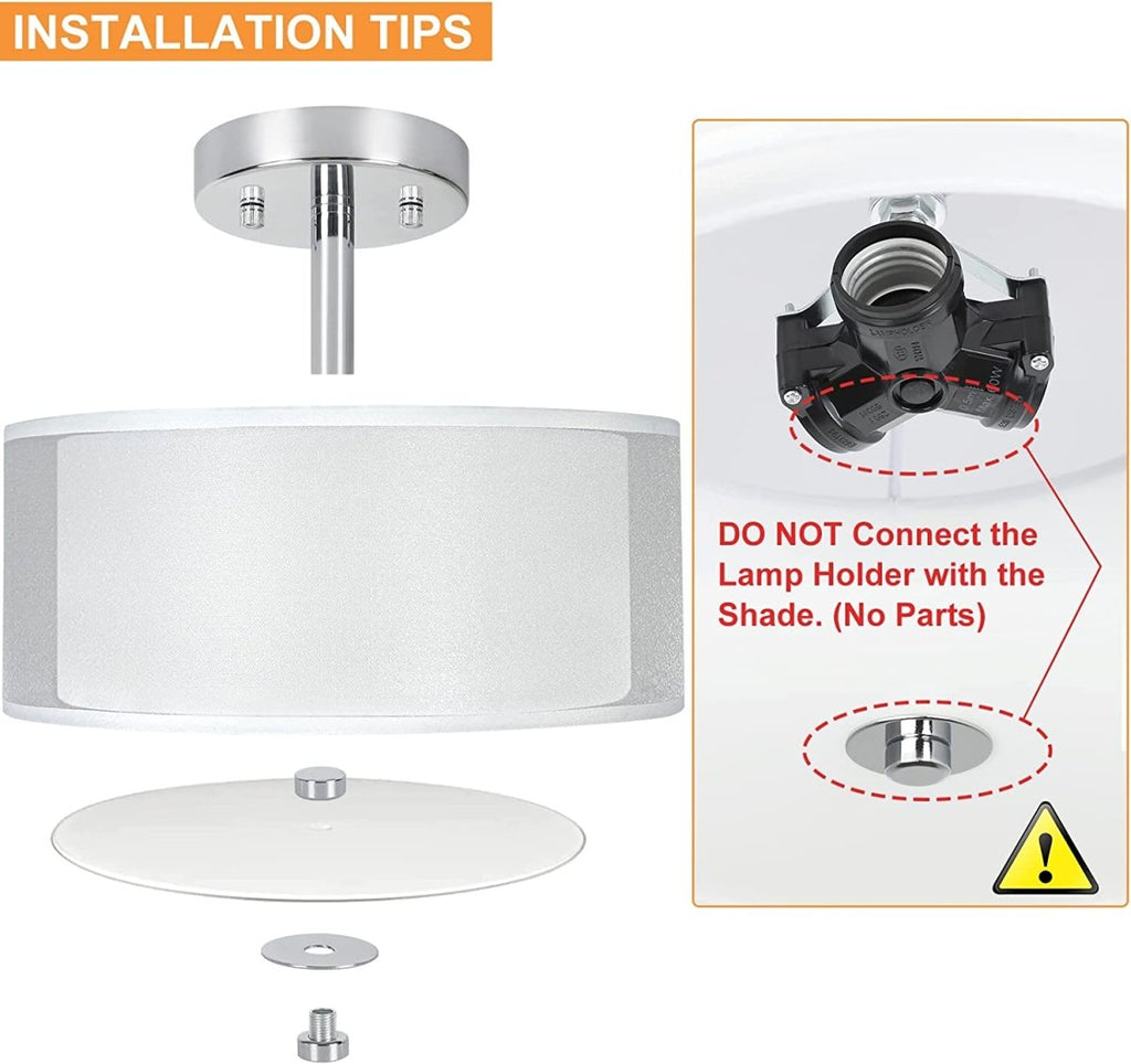 Depuley 3-Light Industrial Semi Drum Flush Mount Light, 15 Inch Double Drum Pendant Close to Ceiling Light Fixture for Bedroom, Dining Room, Kitchen, Hallway, Entry, Foyer, Living Room Lighting - WSCL31 7 | DEPULEY