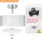 Depuley 3-Light Industrial Semi Drum Flush Mount Light, 15 Inch Double Drum Pendant Close to Ceiling Light Fixture for Bedroom, Dining Room, Kitchen, Hallway, Entry, Foyer, Living Room Lighting - WSCL31 7 | DEPULEY