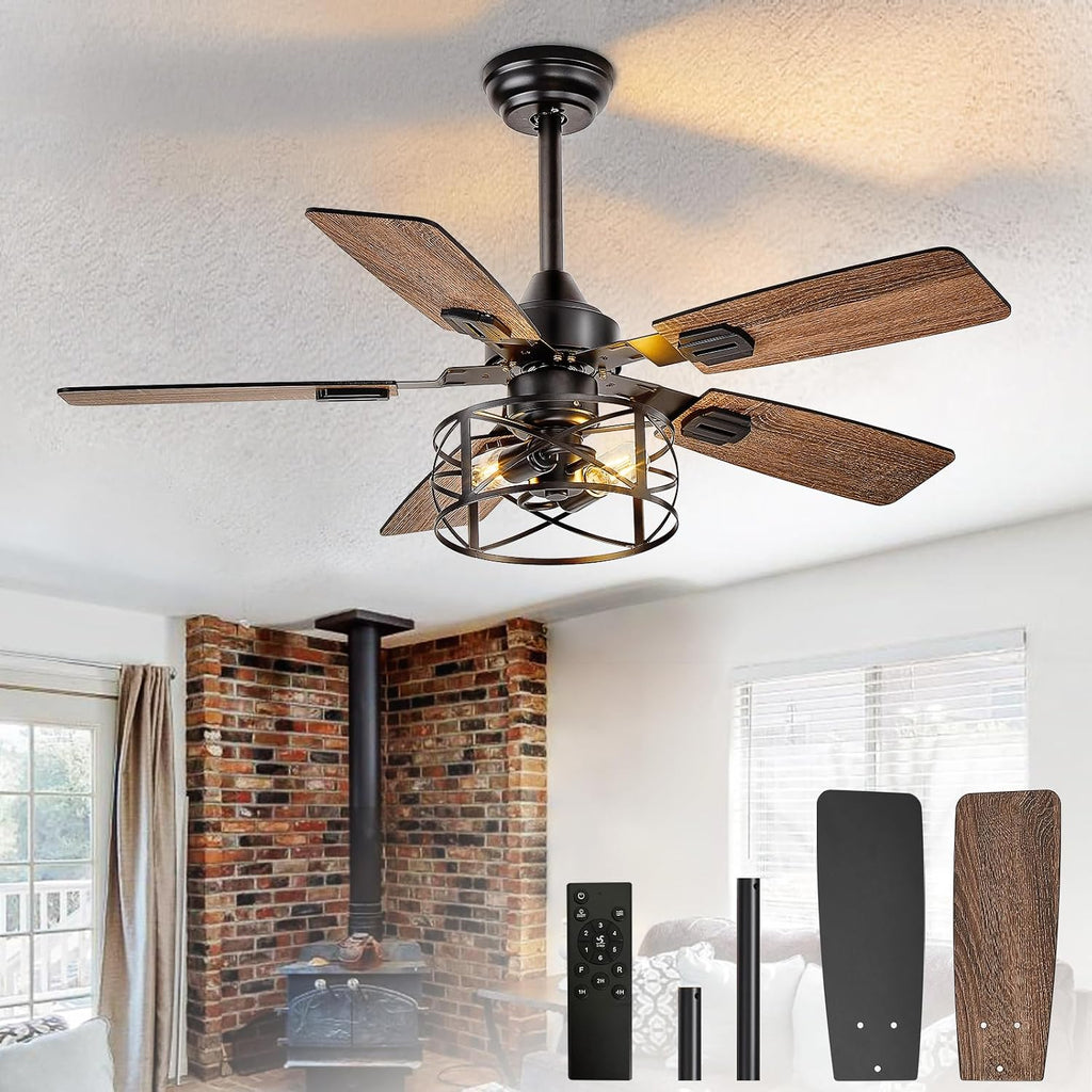 Depuley 42-inch black walnut caged ceiling fan image 1