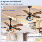 Depuley 42-inch black walnut caged ceiling fan image 3