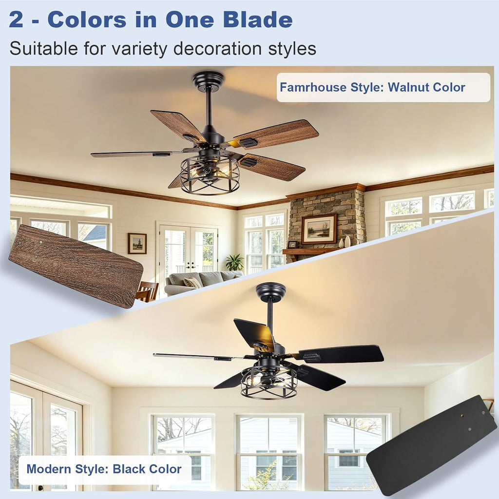 Depuley 42-inch black walnut caged ceiling fan image 4