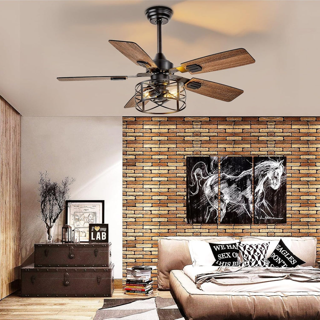 Depuley 42-inch black walnut caged ceiling fan image 9