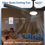 Depuley 52" Remote Ceiling Fan with Lights, Low Profile Modern Ceiling Fans, Noiseless Reversible DC Motor for Bedroom/Living Room/Study/Gazebo Lighting, Timing, 3 Light Color Changeable - Matte Black - WS - FPZ40 - 18C - BL 10 | DEPULEY