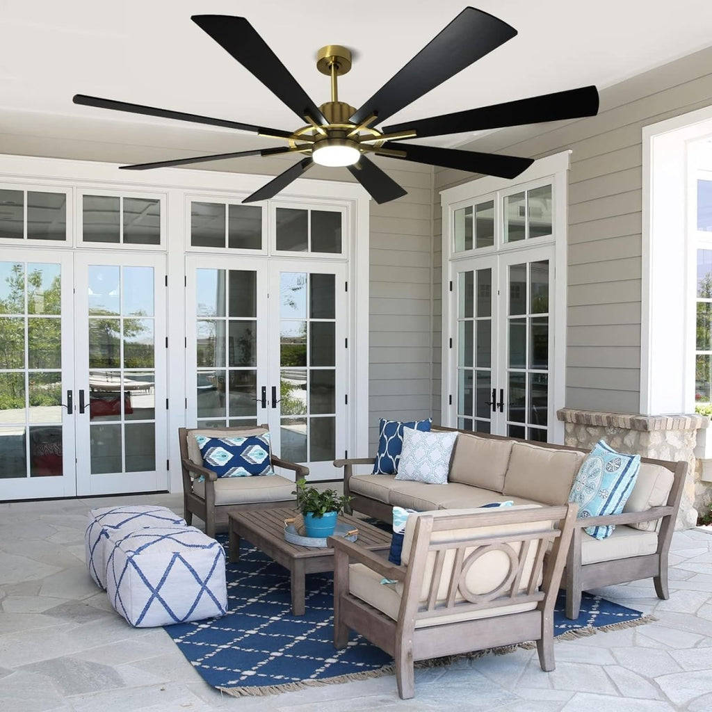 Depuley Large Ceiling Fan with Lights, 72" DC Reversible Ceiling Fan with Light LED, 8 Plywood Blades 5 Speed, Modern Industrial Ceiling Fans Indoor for Living Room, Color Changeable 3000K-6000K, Black & Gold - WS-FPZ45-18C-CO 10 | DEPULEY