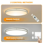 DLLT 32In Oval LED Ceiling Light Fixture, 65W Dimmable LED Flush Mount Ceiling Light with Remote, 3000K/4000K/5000K Adjustable, Brush Nickel Finish for Bedroom/Living Room/Dining Room - WS-FPC39-65C-D 7 | DEPULEY