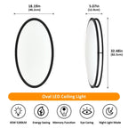 DLLT 32In Oval LED Ceiling Light Fixture, 65W Dimmable LED Flush Mount Ceiling Light with Remote, 3000K/4000K/5000K Adjustable, Brush Nickel Finish for Bedroom/Living Room/Dining Room - 11 | DEPULEY