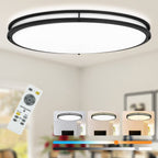DLLT 32In Oval LED Ceiling Light Fixture, 65W Dimmable LED Flush Mount Ceiling Light with Remote, 3000K/4000K/5000K Adjustable, Brush Nickel Finish for Bedroom/Living Room/Dining Room - WS-FPC39-65C-B 13 | DEPULEY