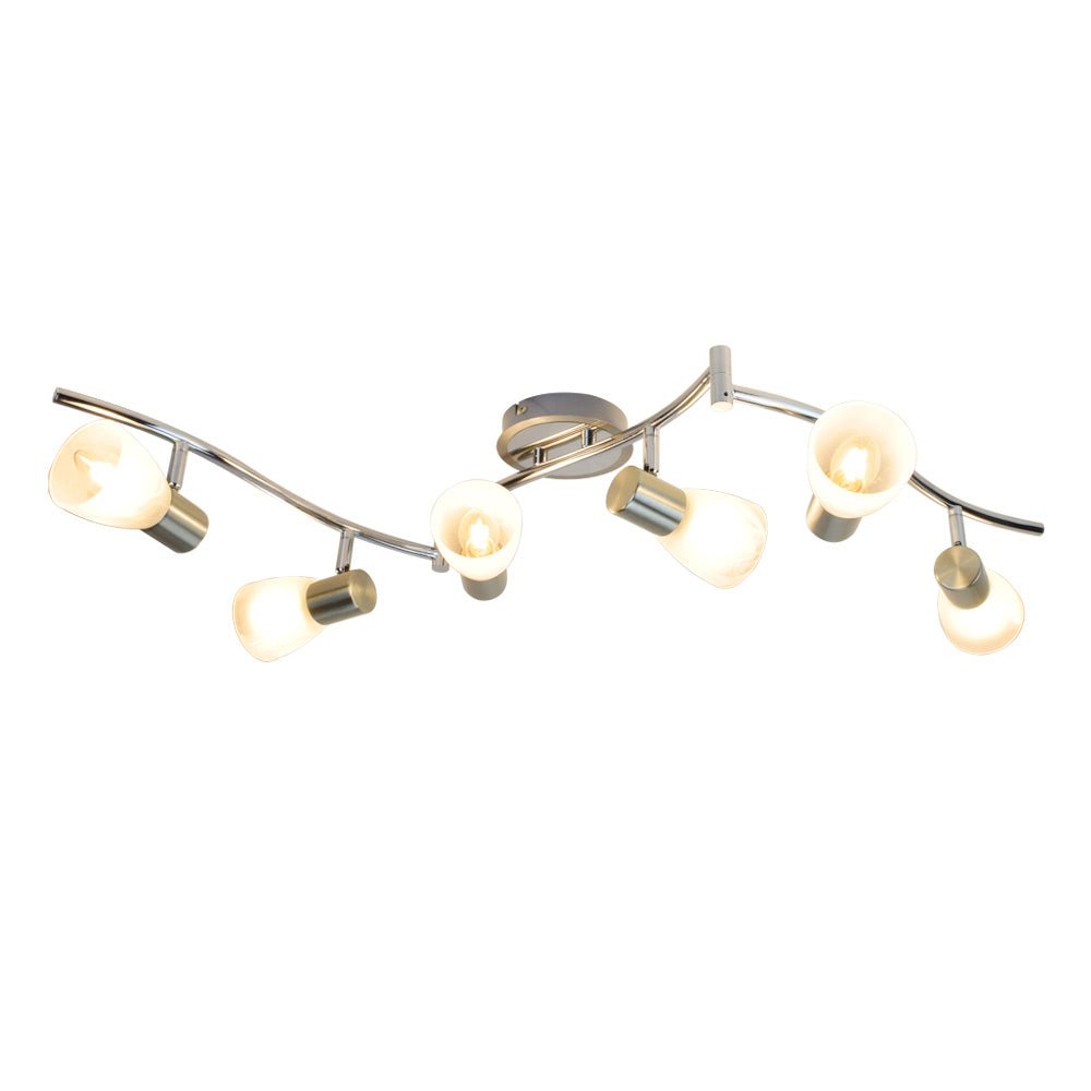DLLT 6-Light Flexible Track Lighting Rail, Modern Directional LED Spot Ceiling Light Fixture with Glass Shade, for Living Room, Dining Room, Bedroom, Kitchen, Brush Steel - WSSD04-30B 7 | DEPULEY