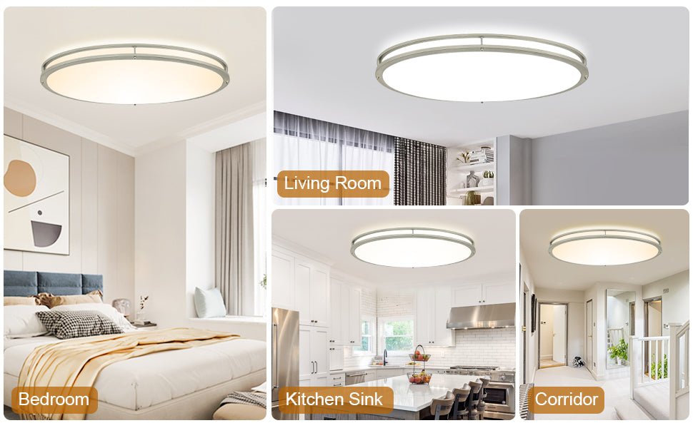 DLLT 65W Dimmable LED Flush Mount Ceiling Light with Remote, 32" Oval Brush Nickel Finish Close to Ceiling Light Fixture for Bedroom/Living Room/Kitchen Lighting, 3CCT Adjustable - WS-FPC39-65C-B 11 | DEPULEY