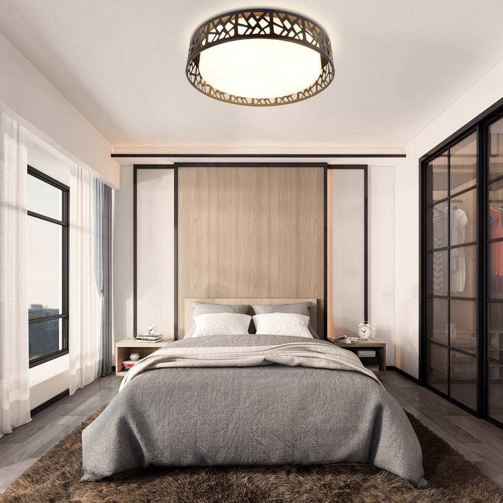 DLLT 35W Dimmable LED Ceiling Light with Remote and Round Large Design with Drawing, Flush Mount Fashion Black Ceiling Lamp for Bedroom Kitchen Dining Room Office Hall Children's Room, Timing, 3000K - 6000K, 3 Color Changeable - WSCL38-35C-B 16 | Depuley