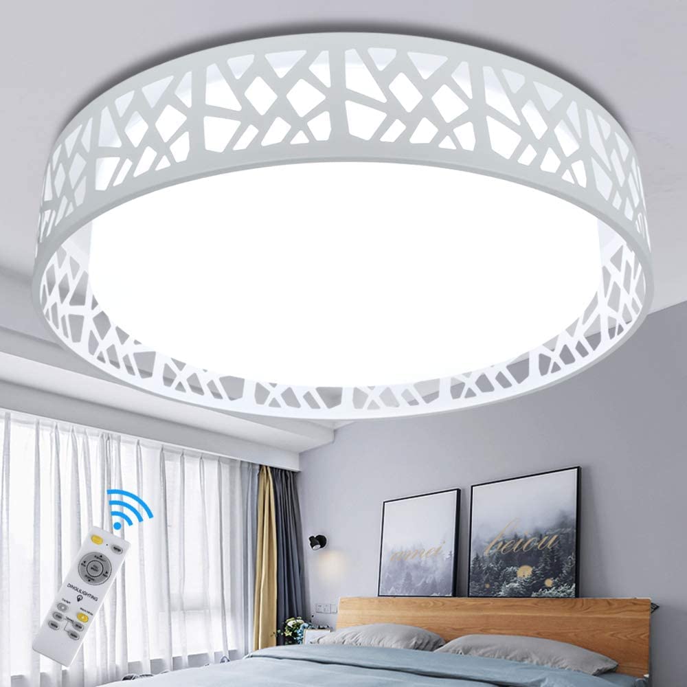 DLLT 35W Dimmable LED Ceiling Light with Remote and Round Large Design with Drawing, Flush Mount Fashion Black Ceiling Lamp for Bedroom Kitchen Dining Room Office Hall Children's Room, Timing, 3000K - 6000K, 3 Color Changeable - B0832GWPQR 21 | Depuley