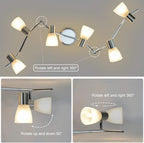 DLLT 6-Light Flexible Track Lighting Rail, Modern Directional LED Spot Ceiling Light Fixture with Glass Shade, for Living Room, Dining Room, Bedroom, Kitchen, Brush Steel - WSSD04-30B 3 | Depuley