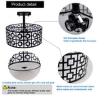 Depuley 12.6In Modern Semi Flush Ceiling Light Fixture, 3-Light Bedroom Ceiling Drum Light, Entry Light Fixtures Ceiling Hanging for Dining Room, Kitchen, Hallway, Entry, Foyer, Living Room, Black/Silver Finish - B07WQFFGPQ 5 | Depuley