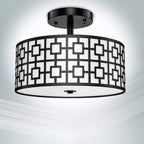 Depuley 12.6In Modern Semi Flush Ceiling Light Fixture, 3-Light Bedroom Ceiling Drum Light, Entry Light Fixtures Ceiling Hanging for Dining Room, Kitchen, Hallway, Entry, Foyer, Living Room, Black/Silver Finish - B07WQFFGPQ 8 | Depuley