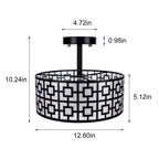 Depuley 12.6In Modern Semi Flush Ceiling Light Fixture, 3-Light Bedroom Ceiling Drum Light, Entry Light Fixtures Ceiling Hanging for Dining Room, Kitchen, Hallway, Entry, Foyer, Living Room, Black/Silver Finish - B07WQFFGPQ 3 | Depuley
