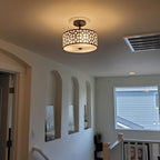 Depuley 12.6In Modern Semi Flush Ceiling Light Fixture, 3-Light Bedroom Ceiling Drum Light, Entry Light Fixtures Ceiling Hanging for Dining Room, Kitchen, Hallway, Entry, Foyer, Living Room, Black/Silver Finish - B07WQFFGPQ 21 | Depuley
