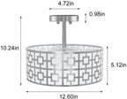 DLLT Stylish Semi Flush Mount Ceiling Lights, Iron Round Drum Cover Pendant lamp, Chandelier Lighting with 3 Bulb Socket in Chrome Finish for Bedroom Hallway Kitchen Entry Foyer Living Dining Room - WSCL30-S 4 | Depuley