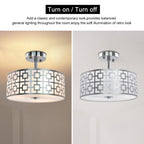 DLLT Stylish Semi Flush Mount Ceiling Lights, Iron Round Drum Cover Pendant lamp, Chandelier Lighting with 3 Bulb Socket in Chrome Finish for Bedroom Hallway Kitchen Entry Foyer Living Dining Room - WSCL30-S 7 | Depuley