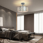 DLLT Stylish Semi Flush Mount Ceiling Lights, Iron Round Drum Cover Pendant lamp, Chandelier Lighting with 3 Bulb Socket in Chrome Finish for Bedroom Hallway Kitchen Entry Foyer Living Dining Room - WSCL30-S 9 | Depuley