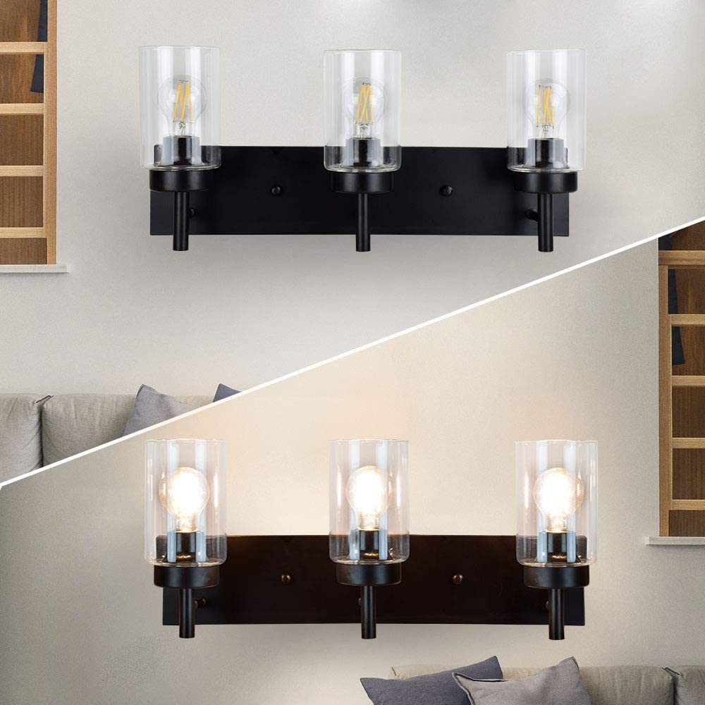 DLLT Vintage Wall Lamp with 3 Bulbs, LED Mirror Light Bathroom in Industrial Design, Retro Indoor Wall Spotlight for Bedroom, Living Room, Cafe - WSWL002-B3 2 | Depuley