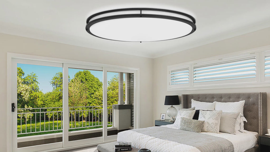 DLLT 65W Dimmable LED Flush Mount Ceiling Light with Remote, 32" Oval Brush Nickel Finish Close to Ceiling Light Fixture for Bedroom/Living Room/Kitchen Lighting, 3CCT Adjustable